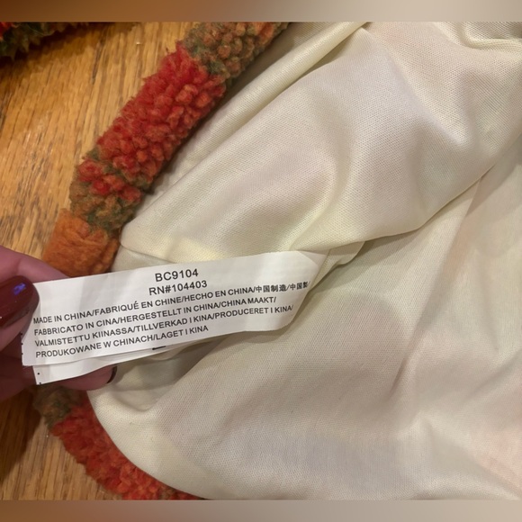 Urban outfitters J.O.A Plaid Polar Fleece 1/2 zip Jacket Oranges Shepra size XS - Picture 11 of 15